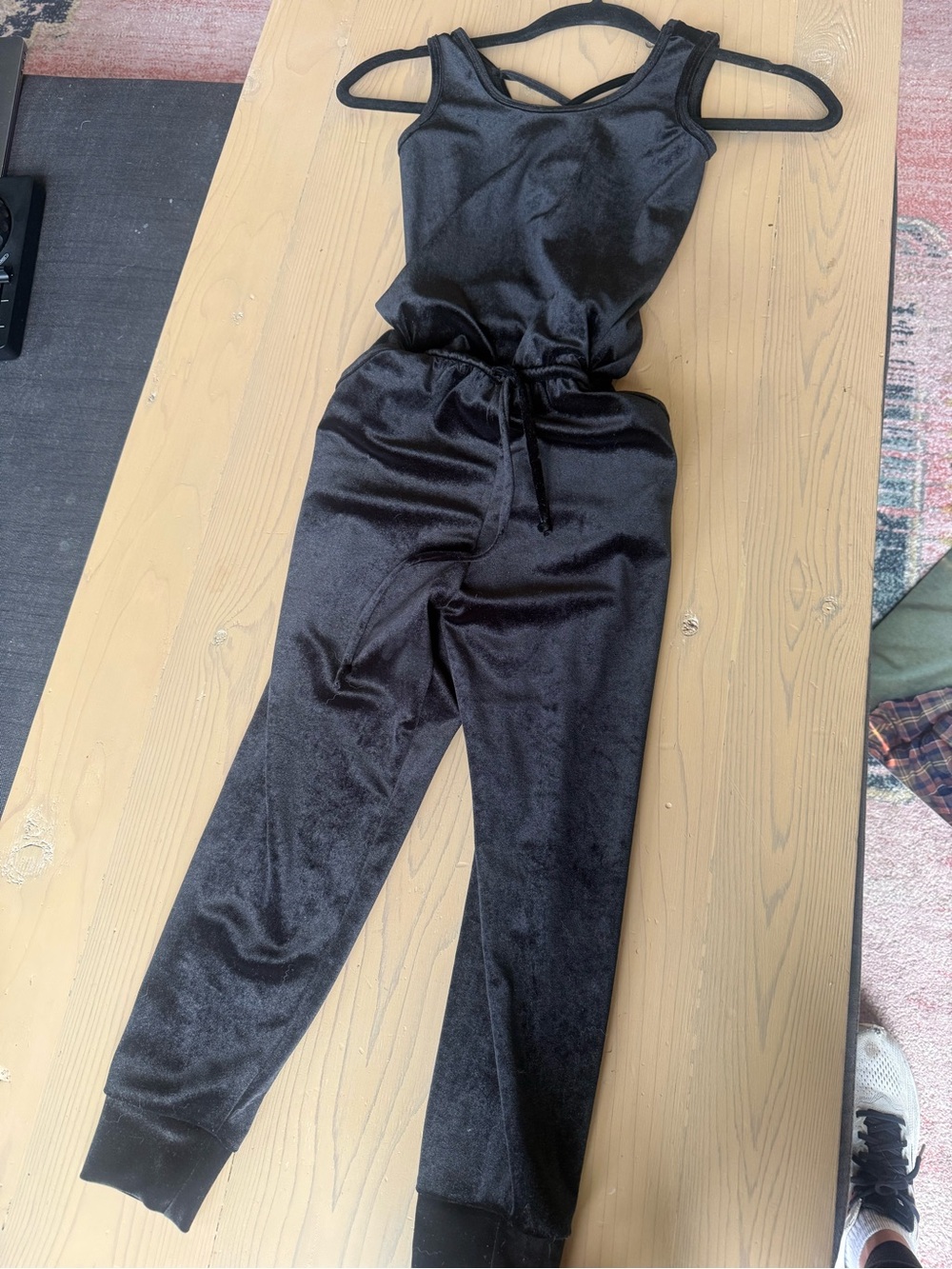 Pixielane Kids Black Velvet Jogger One-Piece